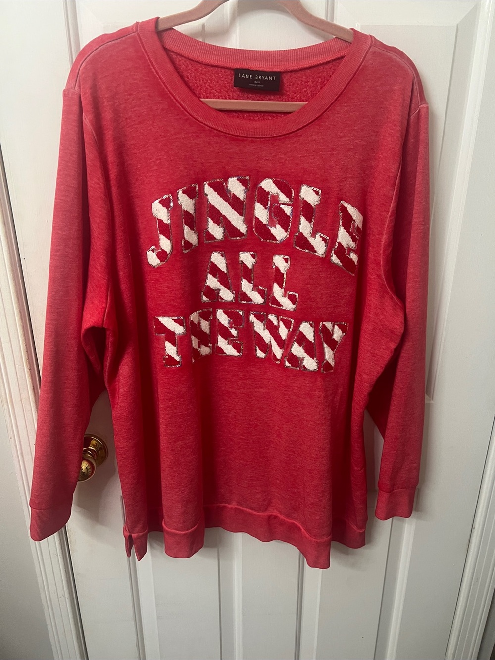 Lane Bryant Red Jingle All The Way Pullover Sweatshirt